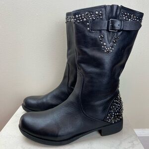 APEPAZZA STUDDED LEATHER MID BOOTS 40 CONTEMPORARY ITALIAN